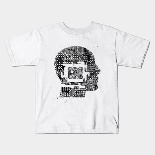 Circuit Man head with chip Kids T-Shirt